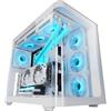 Mars Gaming MC-FUSION, Case Gaming ATX, Finestra Laterale e Frontale Curvo in Vetro Temperato Continuo, Semitower PC Doppia Camera, Supporto Raffreddamento a Liquido,Spazio Interno Ottimizzato,Bianco