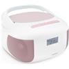 mooov Metronic 477185 - Lettore CD radio portatile Bluetooth Eden, MP3 con porta USB, lettore di schede micro SD, stazione radio CD, colore: rosa