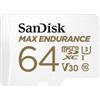 SanDisk MAX ENDURANCE Video Monitoring for Dashcams & Home Monitoring 64 GB microSDXC Memory Card + SD Adaptor 30,000 Hours Endurance, White