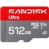 SANDISK Ultra scheda microSDXC 512 GB, UHS-I + SD Adapter (velocità di lettura fino a 195 MB/s, video Full HD, V10, U1, C10, A1) Per gli smartphone, i tablet, le fotocamere e i laptop Android