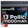 DOOGEE Tab E3 Pro Tablet 13 Pollici FHD+, Helio G100 Octa-Core 32GB RAM+256GB ROM (2TB TF) Tablet con Sim, 11000mAh, 13MP+8MP, Android 15/WidevineL1/ Dual 4G LTE + 5G WiFi/Face ID/OTG/GPS