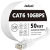 Jadaol Cat 6 Ethernet Cable 50 ft White - Flat Internet Network Lan patch cords - Solid Cat6 High Speed Computer wire With clips& Snagless Rj45 Connectors for Router, modem - faster than Cat5e/Cat5-50 feet