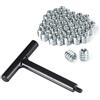 POWERTEC 71814 - Set di utensili per l'installazione di inserti filettati da 1/4-20, chiave a T con inserti filettati zincati da 50 pezzi per mobili in legno, filettatura interna 1/4-20 x 11,9 mm di