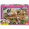 Schmidt Spiele 56534 Picnic in giardino per cani e gatti, puzzle per bambini da 200 pezzi in cartone erba