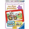 Ravensburger 06573 - My First Puzzle 3x6 Pezzi, Scavatrice, Trattore e Camion