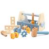 Woet - Cassetta degli attrezzi in legno per bambini - Giocattolo finto FSC con viti, bulloni e strumenti, gioco di costruzione e abilità motorie fini - da 3 anni - regalo per ragazze e ragazzi