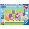 Ravensburger Puzzle per bambini Ravensburger 07596 - A casa con Peppa - Puzzle Peppa Pig 2x12 pezzi per bambini dai 3 anni in su