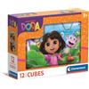 Clementoni - Nickelodeon Dora Cube, Puzzle con 12 Cubi, Gioco Educativo Bambini 3+ Anni per Sviluppare Memoria, Logica e Manualità, Made in Italy, 12x8 cm, 41510