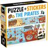 HEADU - Puzzle + Stickers the Pirates - Un puzzle lungo da completare con gli stickers! - Puzzle Educativo per Bambini dai 3 agli 8 anni, Made in Italy
