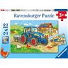 Ravensburger - Puzzle 2x12 Pezzi Costruzioni e Fattoria | Puzzle Bambini 3 Anni | Dimensioni Di 26x18 Cm | Regalo Bambino 3 Anni | Regalo Originale