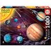 Educa - Puzzle 1000 pezzi Sistema Solare Fluorescente | Puzzle spazio | Misura 68x48 cm | Include colla Fix | Per adulti 14+ (14461)