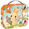 Janod - 4 Puzzle Evolutivi Animali della Fattoria - 6-9-12-16 Pezzi - Giocattoli per Bambini - Giochi Educativi - Manualità e Pazienza - Fabbricato in Francia - Dai 24 Mesi, J03319