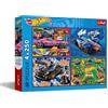 Trefl - Puzzle 4in1: Hot Wheels, Auto da Corsa - 4 x 250 Pezzi - Set di Quattro Puzzle per Ragazzi