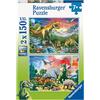 Ravensburger - Puzzle Dinosauri, 2 Puzzle da 150 Pezzi XXL, Idea Regalo per Bambini 7+ Anni, Gioco Educativo e Stimolante, 49x36 cm, Esclusiva Amazon