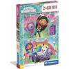 Clementoni - Puzzle per Bambini 2x60 Pezzi Supercolor, per Bambini 4+ Anni, Illustrazione con Personaggi dal Cartone Gabby's Dollhouse, Idea Regalo, Made in Italy, 27x18,5 cm, 25061