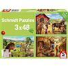 Schmidt Spiele 56519-Puzzle per bambini, motivo: i miei cavalli preferiti, 3 x 48 pezzi, Multicolore, 56519