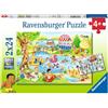 Ravensburger, Puzzle 2x24 pezzi, Per bambini a partire dai 4 anni, 2 puzzle da 24 pezzi ciascuno, Dimensione puzzle 26x18cm, Tempo libero al lago