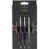 Parker Jotter London Trio Discovery Pack: penna a sfera blu reale | penna gel rosso Kensington e matita portamine in acciaio inox