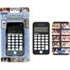 Lexibook, Manga, Calcolatrice tascabile con coperchio di protezione, funzioni di calcolo convenzionali e avanzate, alimentata a batteria e a energia solare, Nera, C45MAN