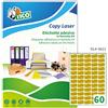 Tico Italia GL4-3621 Etichette adesive carta oro, 100 fogli A4, forma pergamena 36x21mm, 60 etichette per foglio, adesivo permanente, stampanti laser, tipografiche e serigrafiche