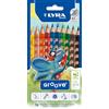 LYRA Groove, Maxi pastellone in legno, triangolare, laccato, mina 4.3mm, Astuccio, 10 colori assortiti, 10pz