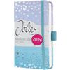 SIGEL J6346 Agenda settimanale Jolie 2026-1 anno - circa A6 - Butterfly Confetti Candy - 2 pagine = 1 settimana - copertina rigida - 80 g/m² - blu/viola - 174 p. - certificazione FSC
