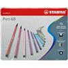 STABILO - Pennarello Premium - Pen 68 | ARTY, Scatola in Metallo da 15, Colori Assortiti