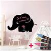 Ambiance Sticker Lavagnetta nera - Adesivi da parete adesivi cancellabili - Bambino elefante - H85 x L135 cm + 4 gessi liquidi