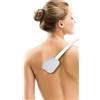 KMINA Applicatore Crema Schiena, Manico Lungo 405 mm con Spugna | Spalma Lozione e Protezione Solare, 3 Tamponi di Ricambio Lavabili, Copertura Elastica, Leggero 105 g, Bianco