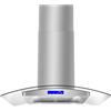 COSMO 668ICS900, cappa aspirante, 36 pollici, 380 CFM, 3 velocità, tubazioni, filtro permanente, controllo soft touch, illuminazione LED, paralume in vetro curvo in acciaio inox