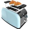 Cecotec Tostapane verticale Toastin' time 850 Blue, Potenza 850W, Doppia fessura corta e larga 3,8 cm, Barre superiori, Acciaio inoss, Spegnimento automatico e funzione Pop-up, Raccogli briciole