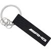 AMG Portachiavi con motivo a rombi, in plastica e acciaio inox, 14 cm, con anello grande e 3 mini anelli divisori
