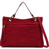 Firenze Artegiani. Alserio borsa a tracolla donna. Manico per uso a mano. Vera pelle scamosciata. 28 x 7 x 21 cm. Colore: rosso scuro, rosso scuro, Utility