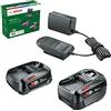Bosch Starter Set Batteria e caricabatteria da 18 Volt (2x batterie 2,0 Ah + 4,0 Ah, caricabatteria AL 18V-20, sistema da 18 Volt, in confezione di cartone)