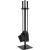 VOUNOT® Kit Camino Attrezzi 4 Pezzi, Set Utensili Camino in Ferro Battuto, Accessori per Caminetto Stufa Legna con Attizzatoio Scopa Pala Portattrezzi, Nero