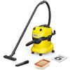 KÄRCHER Bidone Aspiratutto Aspiratore solidi liquidi WD 4 V-20/5/22, 1000 W, contenitore in plastica: 20 l, tubo: 2,2 m, funzione soffiante, bocchetta per pavimenti e fessure, filtro in vello