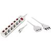 Electraline 62059 Multipresa 6 Posti Polivalenti Generale, 6 Interruttori Indipendenti, 6 Prese Universali, Bianco & 46124 Prolunga 5 Mt Spina E Presa Bivalente 10/16A, Bianco - Sezione Cavo 3G1 Mm²