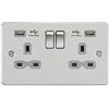 Knightsbridge FPR9224BCG FPR9224 13A 2G Presa con doppio caricatore USB (2,4A), 230 V, cromo spazzolato