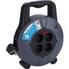 Electraline Avvolgicavo H05VV-F 3G1,5, cavo da 10 m, IP20, per interni, avvolgicavo con 4 prese Schuko, scatola per cavi con prolunga e manovella, 10 m