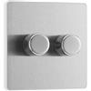 British General BG Electrical, interruttore dimmer intelligente a doppia parete, 2 vie, piastra frontale senza viti, Evolve, acciaio spazzolato, 200 W, PCDBS82W
