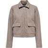 ONLY ONLVELA ZIP SHORT JACKET OTW TAUPE GRAY/MELANGE Cappotto Donna