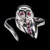Egemdiamond Anello Argento Sterling 925 Granato Rodolite Rotondo Gufo Gemme Misura 7