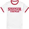 Stranger Things Main Logo Ringer T-Shirt Ringer Unisex, Bianco Rosso