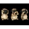 Tre Cani Mops Saggi - Niente Di Male - Cuccioli Carini Statua Decorativa