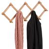 Relaxdays Attaccapanni da Parete, Appendiabiti Allungabile con 10 Ganci, Guardaroba Appendino Ingresso, Legno, Naturale