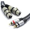VITALCO Cavo Dual XLR Femmina a 2x RCA 5m Adattatore 3 pin Femmina XLR a Doppio RCA
