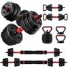 UNNMIIY Set di manubri regolabili, set di manubri 5 in 1 da 9,1/13,6/20,4/31,8/40,8 | Set di manubri multifunzione utilizzati come bilanciere e kettlebell, supporto per flessioni, pesi per fitness per casa e