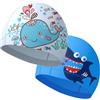 RVYEIOP Cuffie da nuoto per bambini, 2 pezzi, con motivo delfino, colore blu, per ragazze e ragazzi, sicurezza all'acqua in piscina