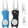 Chixenn 2 Pezzi Forcelle da Golf, Golf Divot Tool Pieghevole con Clip Incluso, Strumento di Riparazione Divot in Metallo con Marcatore Magnetico per Pallina, Accessori per Green e Golfisti