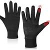 Helilyco Guanti da sci termici da uomo e donna, guanti interni in pile touchscreen con impugnatura antiscivolo, base in seta leggera, invernali, ciclismo, corsa